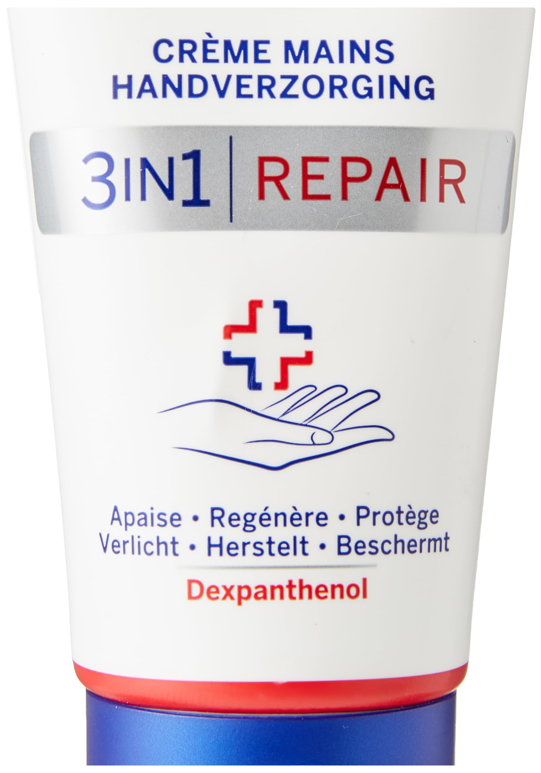NIVEA Crema Mani 3 in 1 Ripara Pelle Molto Secca e Ruvida (1 x 75 ml), Cura Mani Idratante Formula Ricca e Non Grassa, Crema Idratante Riparante Dexpanthenol