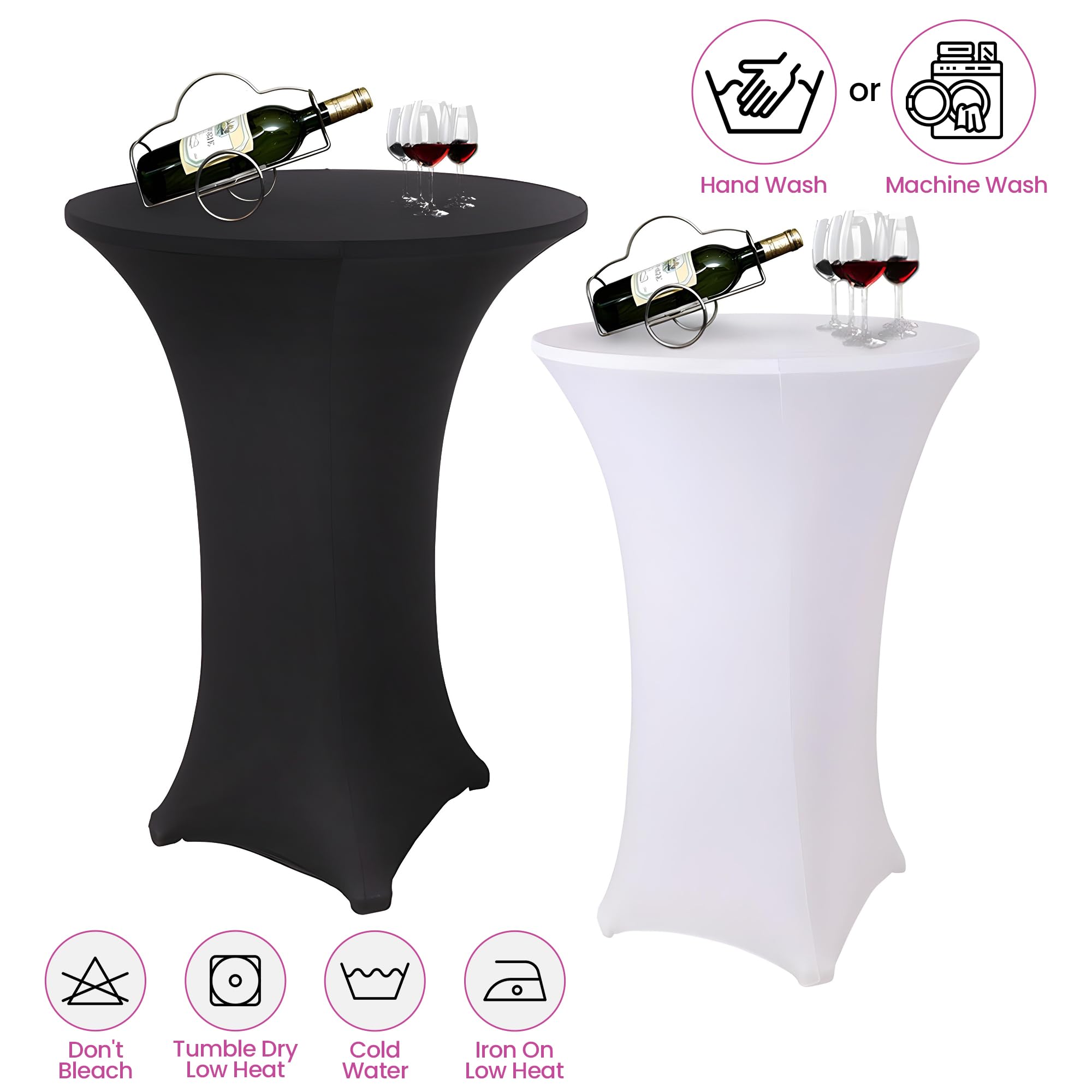 WedDecor Czarny koktajl wysokiej jakości spandeks wysokiej jakości rozciągliwy obrus na stół narzuta na ślub i wydarzenie i przyjęcie urodzinowe, dekoracje świąteczne, obrus do jadalni, 5 szt