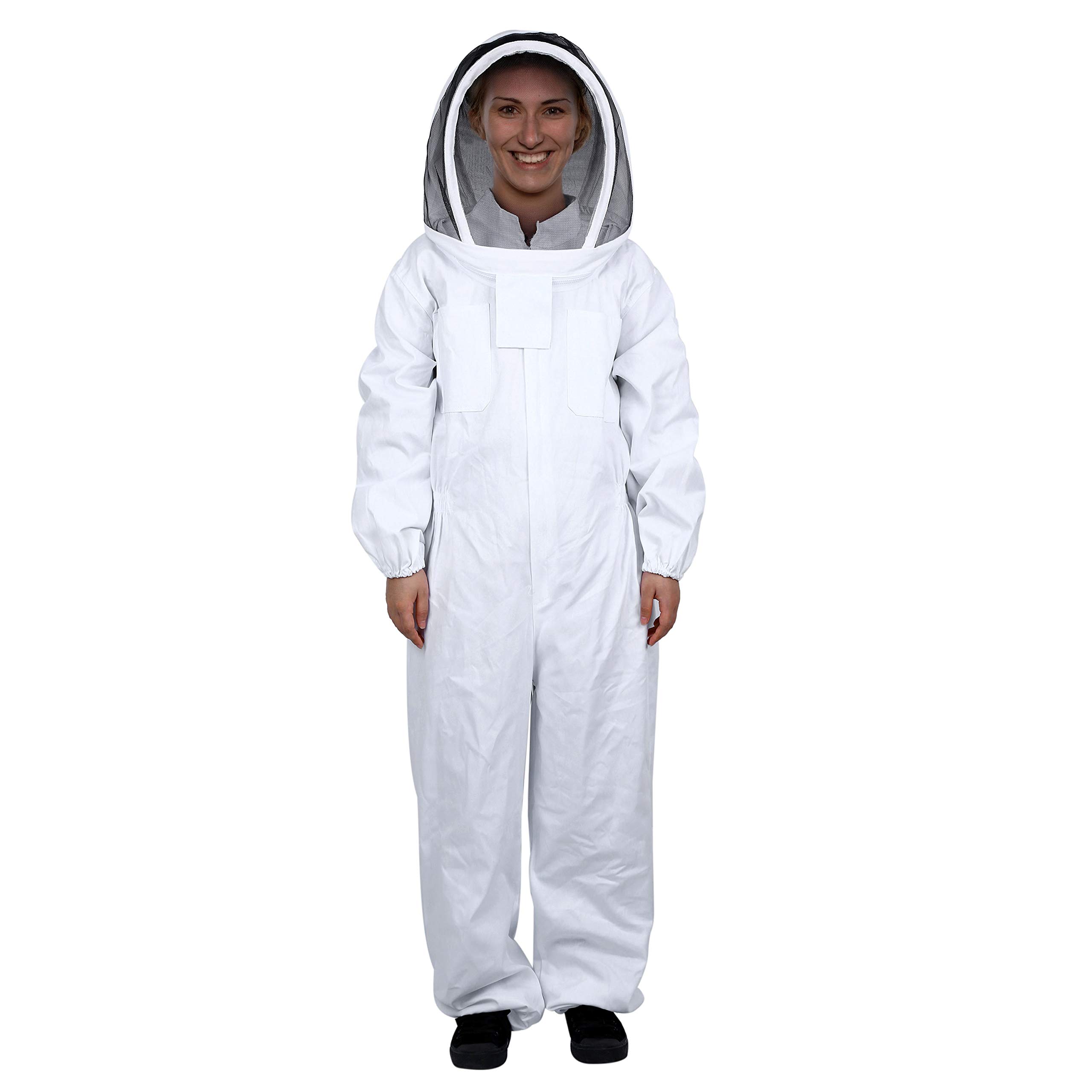 Apicultura Ventilada con Velo Redondo Desmontable, Traje de Protección Cómodo Chaqueta de Apicultura para Unisex, Apicultor Profesional (XXL, Blanco)