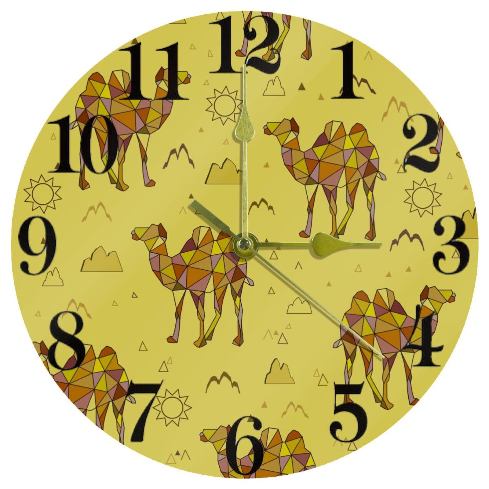 Horloge murale chameaux de géométrie idéale pour le salon, la cuisine ou un bureau moderne