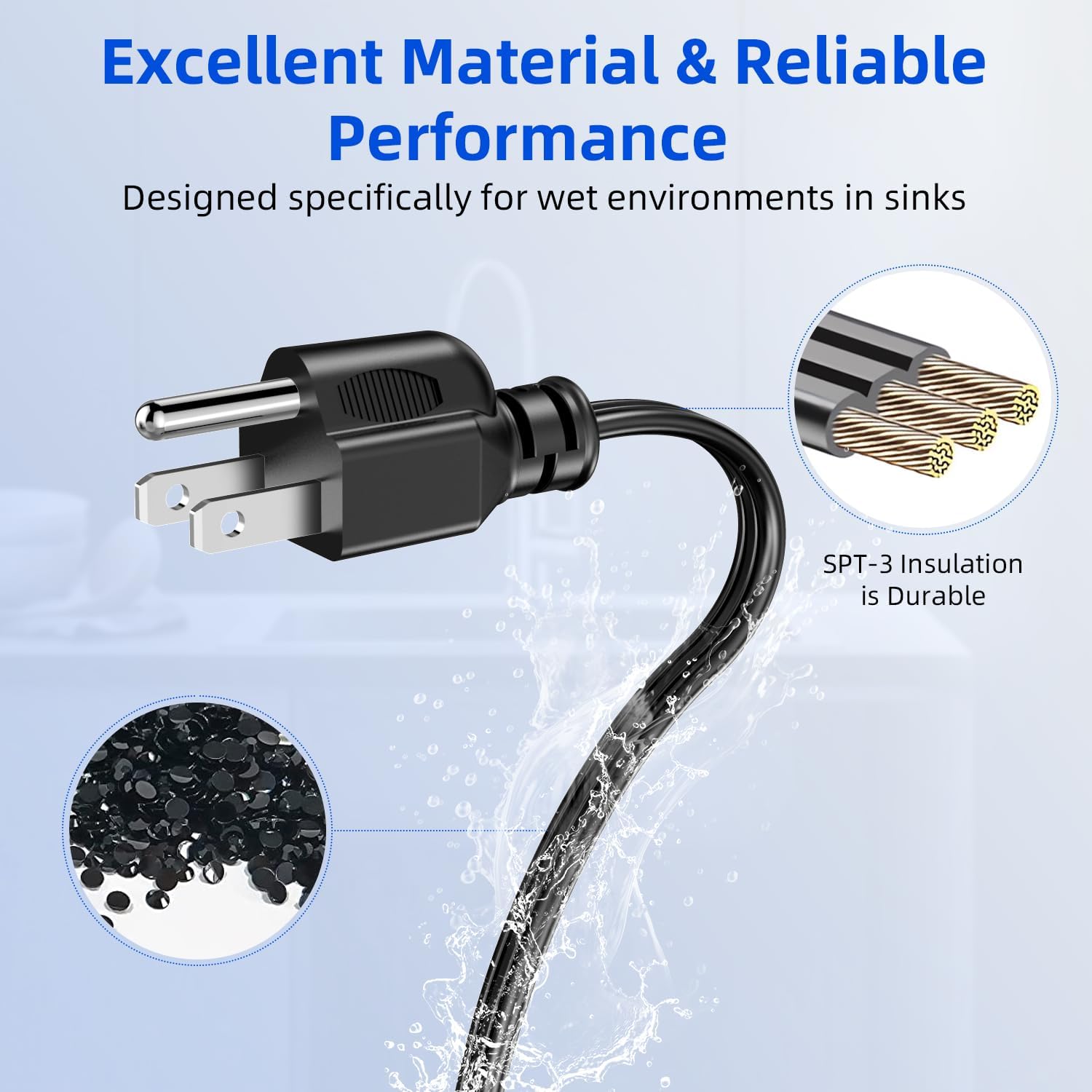 EZ Connect Power Cord for Insinkerator,Compatible with Power and Advanced Series EZ Connect Continuous Feed Food Waste Garbage Disposal Models,CRD-EZ (Black)