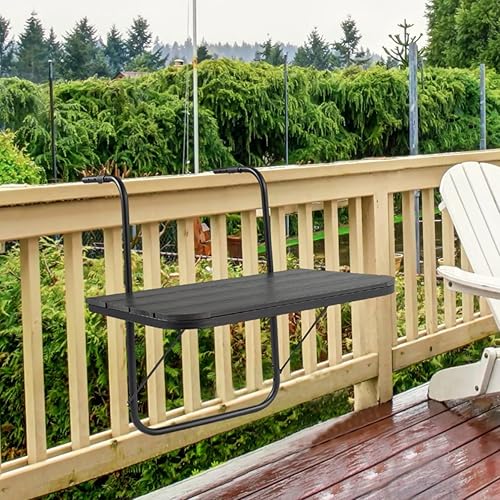 Miniatura 3 de Barandilla de balcón para colgar mesa plegable para barandilla de balcón, mesas de bar para balcón al aire libre para barandillas colgantes de