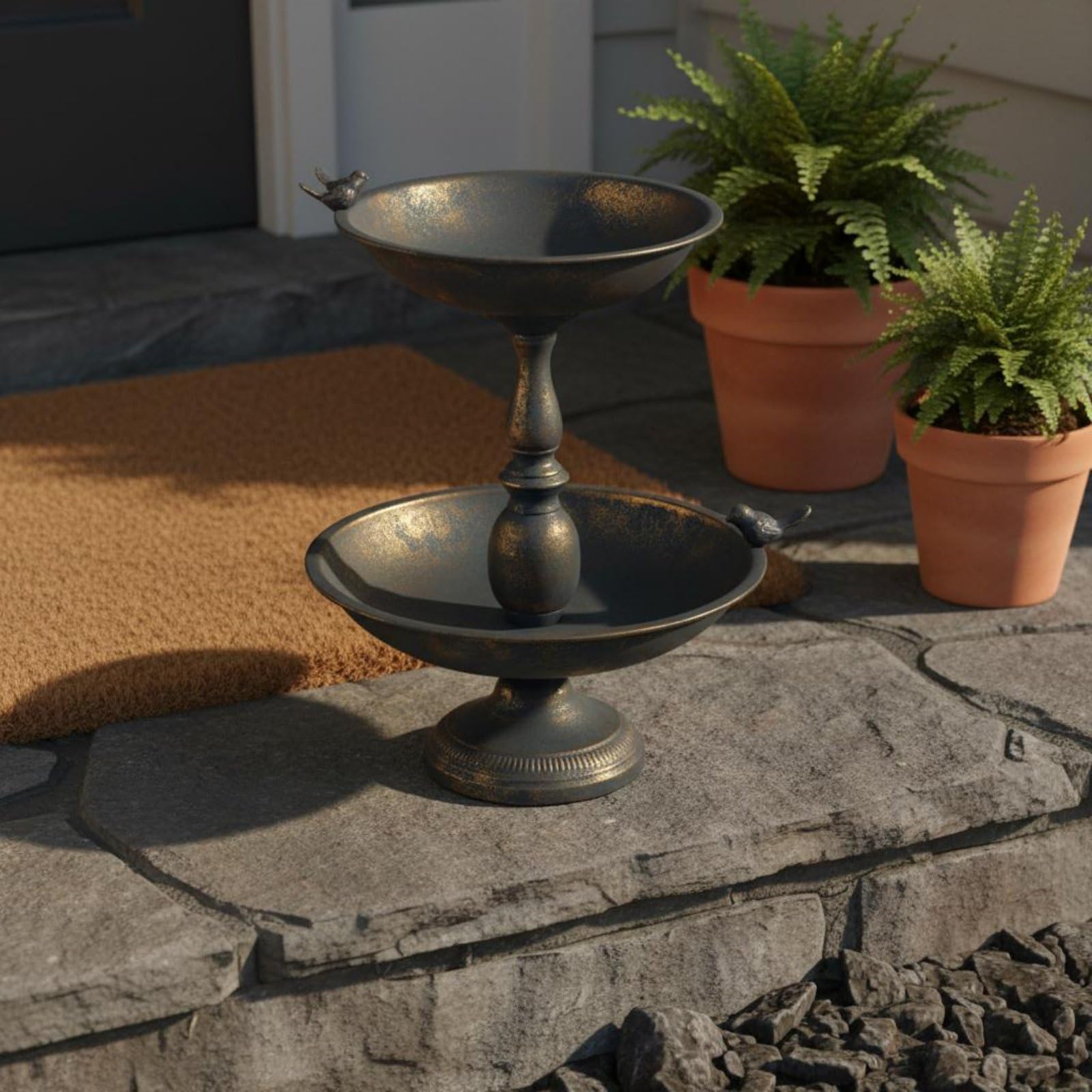 Qianly Alimentador Ornamental Jardín Clásico Colgante Metal Al Libre para Patio, Exterior