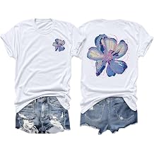Floral Shirts for Women Hawaiian Shirts Flower Graphic Tees Beach Vacation Printed Tshirts Aesthetic Summer Tops