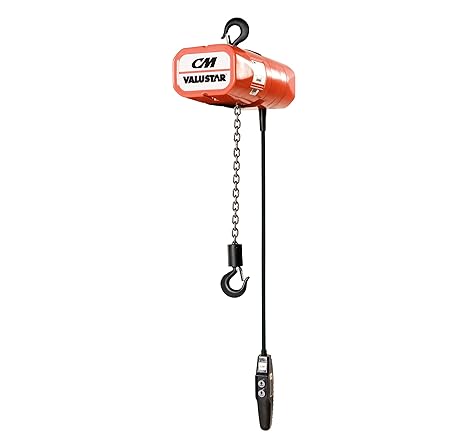 CM WL 1-Phase Single Speed ValueStar Electric Chain Hoist, 2000 lbs Capacity, 15' Lift Height, 16 fpm Lift Speed, 1HP, 115V/60Hz