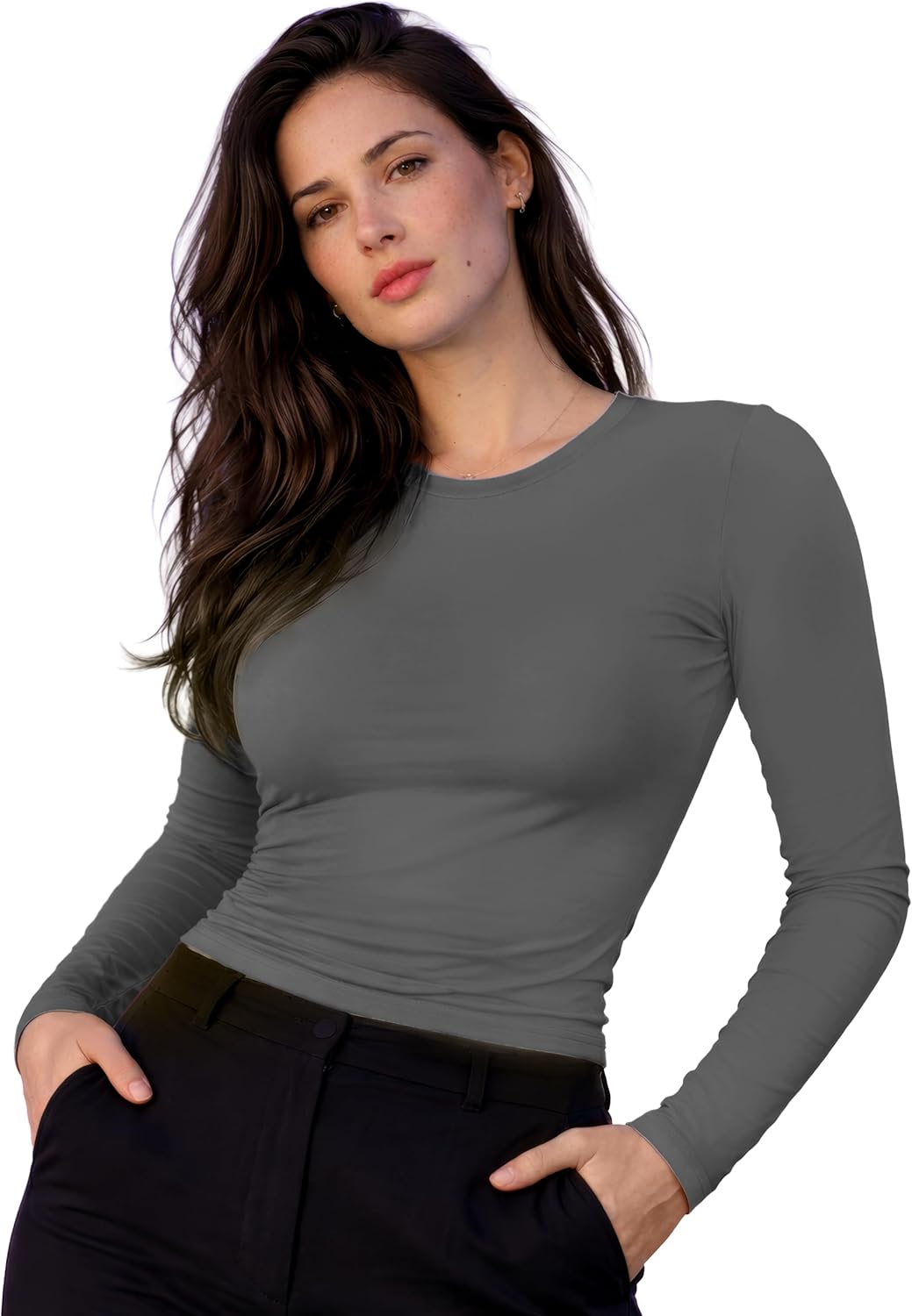 Women's Buttery Soft Shirt, Y2K Sculpted Crewneck Top, Lightweight Fabric