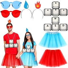 2 Set Fire Water Character Funny Halloween Costumes Couple Costumes Game Character Gamer Cosplay for Gaming Lovers Couple