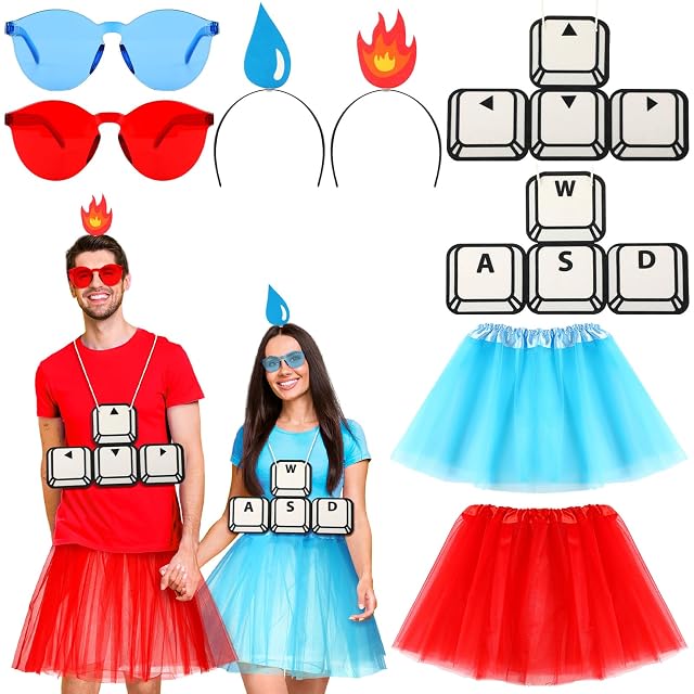2 Set Fire Water Character Funny Halloween Costumes Couple Costumes Game Character Gamer Cosplay for Gaming Lovers Couple