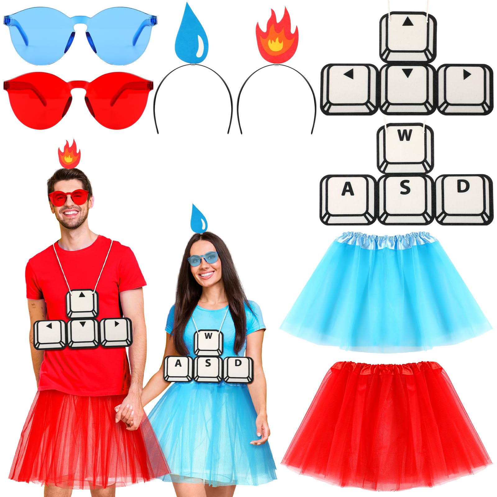 2 Set Fire Water Character Funny Halloween Costumes Couple Costumes Game Character Gamer Cosplay for Gaming Lovers Couple