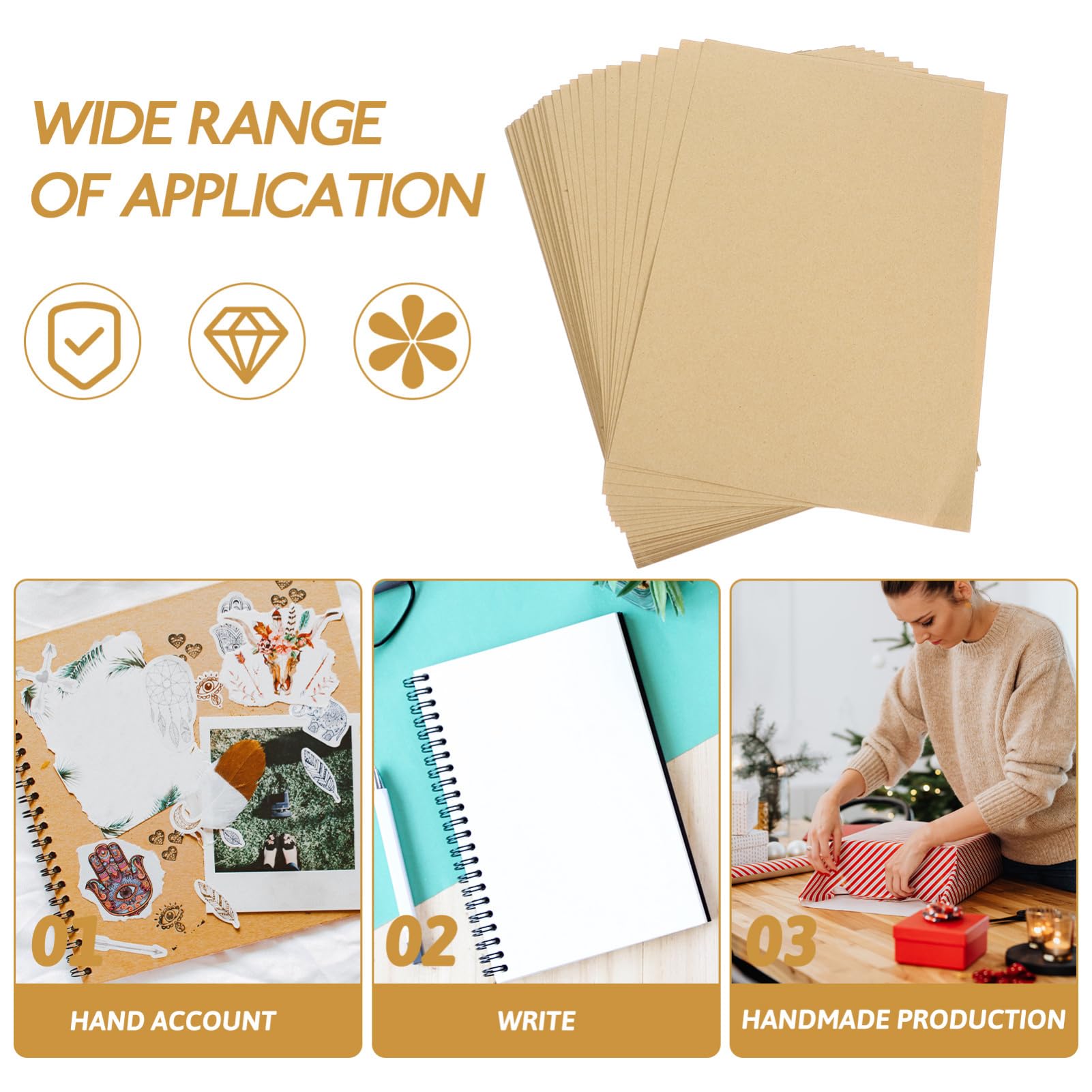 jojofuny Kraftpapier aus Holzschliff Dickes Braunes Pappe für Bastelprojekte Scrapbooking und Notizbücher Vielseitiges Kartonpapier für Diy-kunstwerke