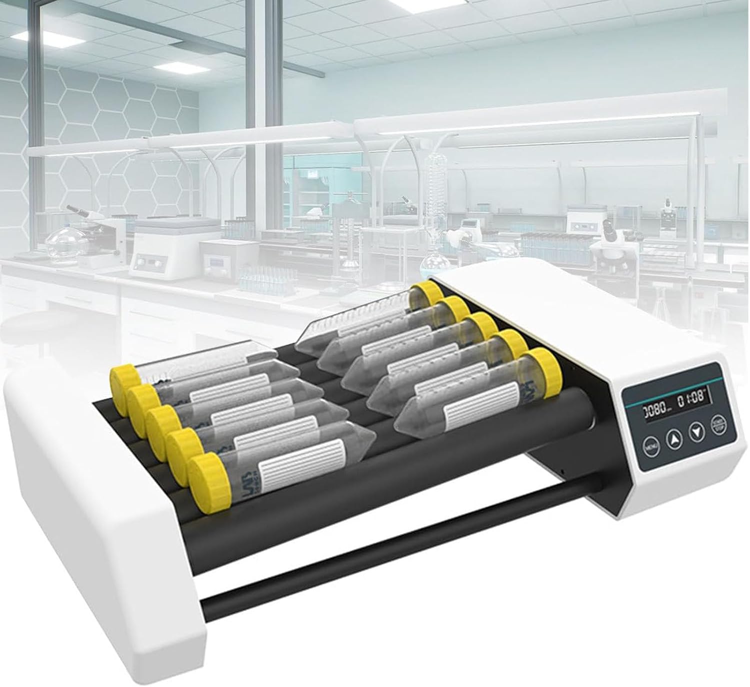 Lab Orbital Shaker Mixer 20-80rpm Adjustable, Roller Mixer Timed and Continuous Modes, Digital Orbital Rotator Shaker for Labs and Classrooms (6H)