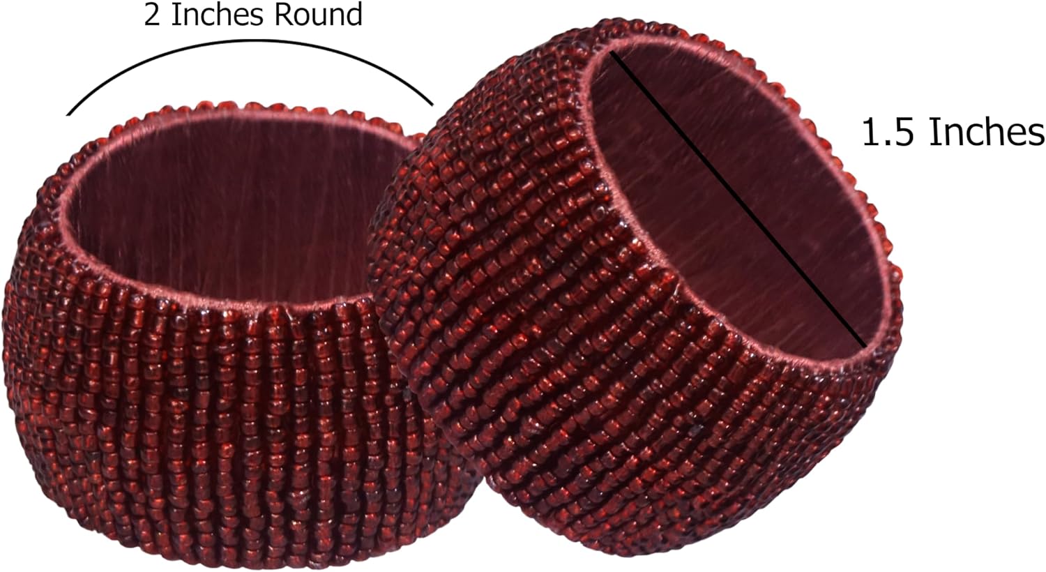 COTTON CRAFT Glitz Handmade Beaded Napkin Rings - Set of 12 - Burgundy