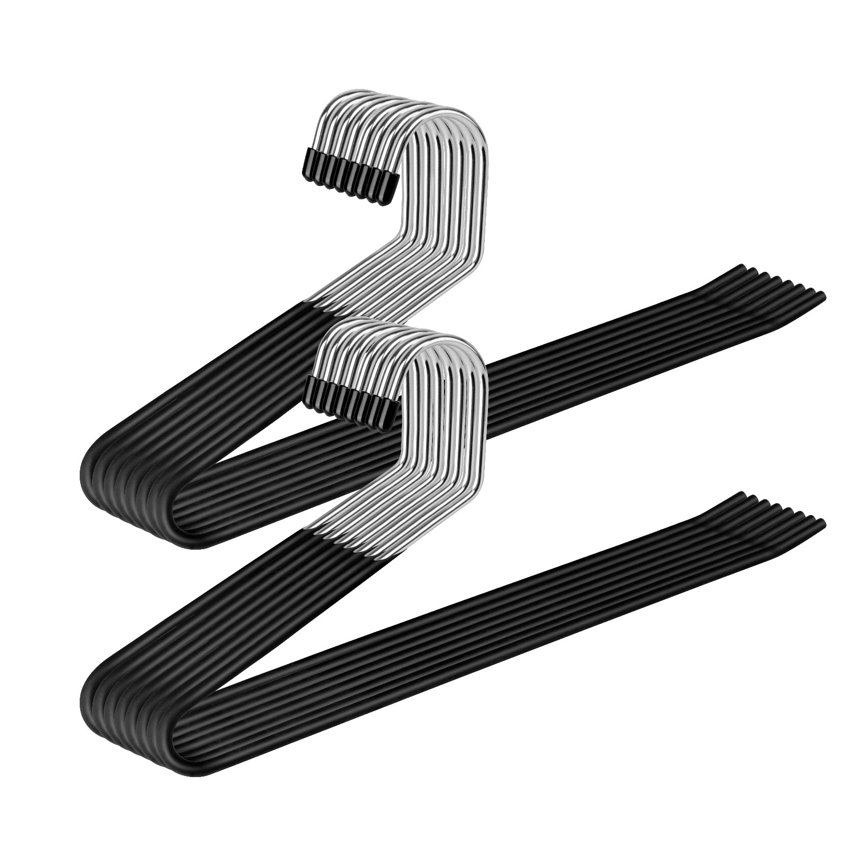 Trouser Hangers, 16 Pack Space Saving Open-Ended Metal Pants Hanger, Non Slip Trousers Slack Hangers Organizers for Pants Jeans Slacks Scarf Trousers Ties - Black