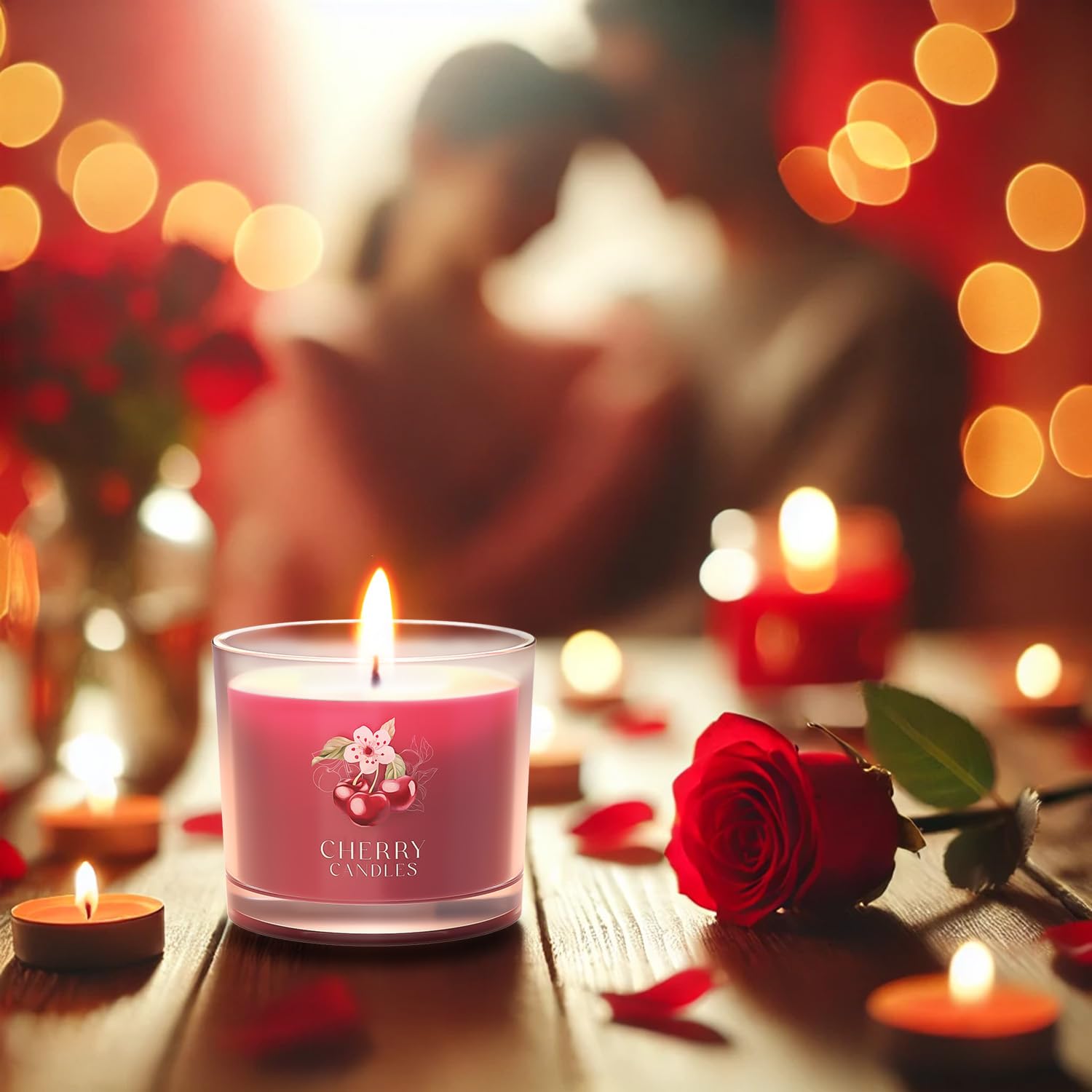 CHILLFLAME Bougie Cerise - Coffret de bougies parfumées pour femmes, coffret de 3 bougies votives, cadeau d'anniversaire pour femmes/hommes (rouge, 200g)