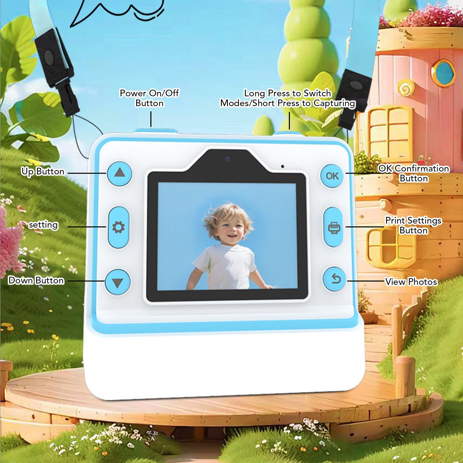 Instant Print Camera, 48MP Front Rear Dual Cameras HD Screen Video Camera with 3 Rolls Print Paper, Type C Charging Thermal Printing Photo Kids Digital Camera for Girls Boys