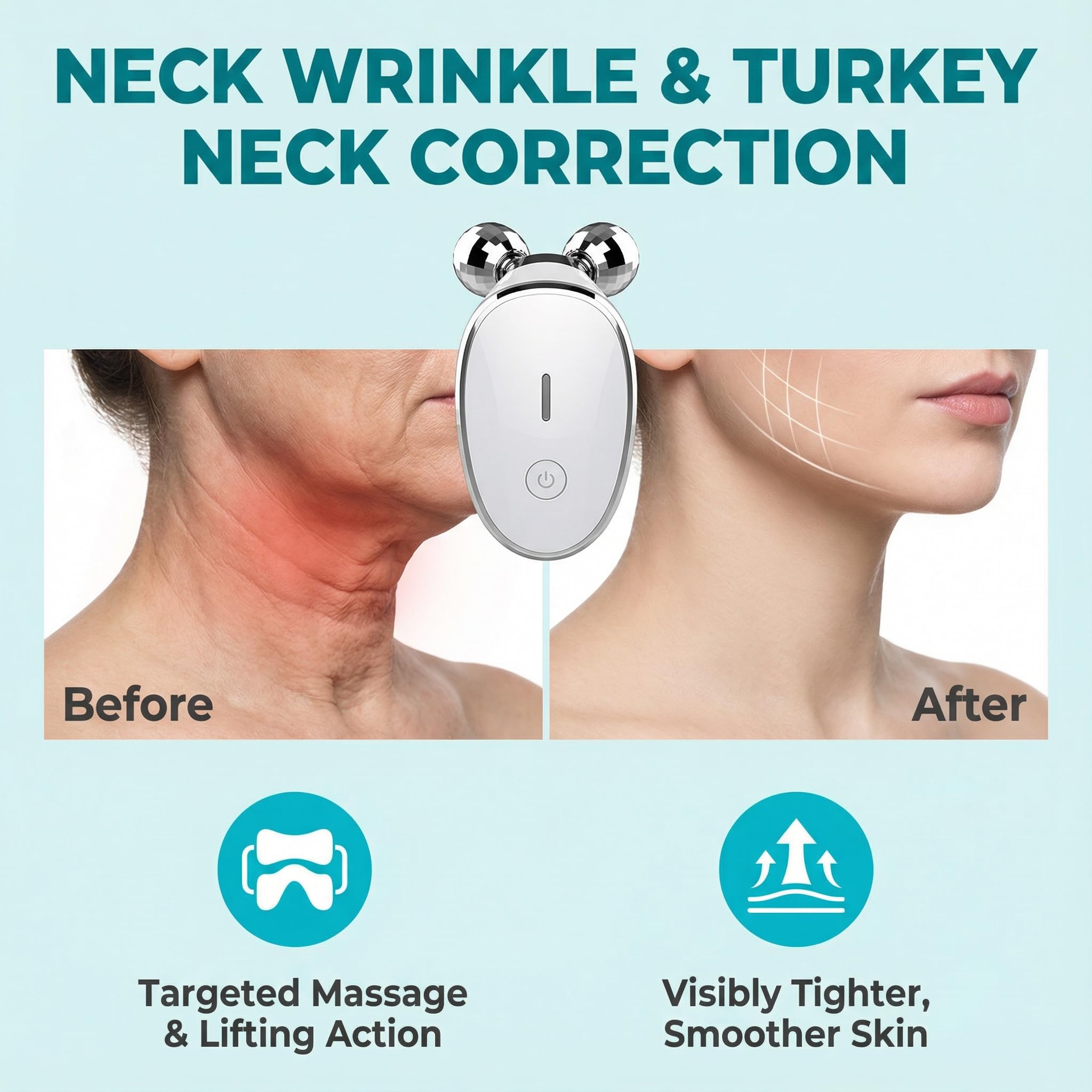 Elitzia ETKS186 Nacken-Augen-Massagegerät, EMS-Mikrostrom, Gesichtsroller mit Vibration, Anti-Aging, Lifting, Straffung für Falten, feine Linien, Doppelkinn-Hautpflege, tragbares Schönheitsgerät