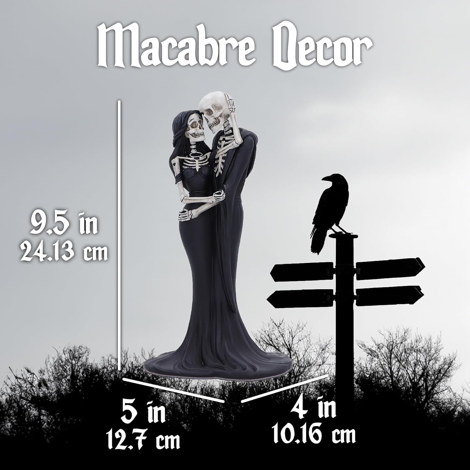 Nemesis Now Eternal Embrace Skeletons Figurine, Hand-Painted Resin Gothic Lovers Statue, Romantic Skeleton Decor, Perfect Gothic Wedding Cake Topper, 24cm image 4