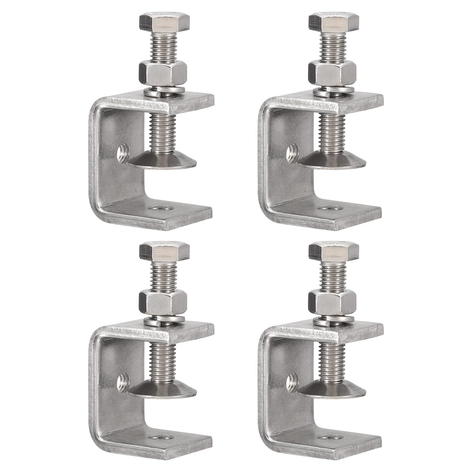 Awclub 4 Pack 304 Stainless Steel C Clamps with 30mm/1.18" Stable Wide Jaw Opening Tiger Clamp for Woodworking Welding Construction Household Mount