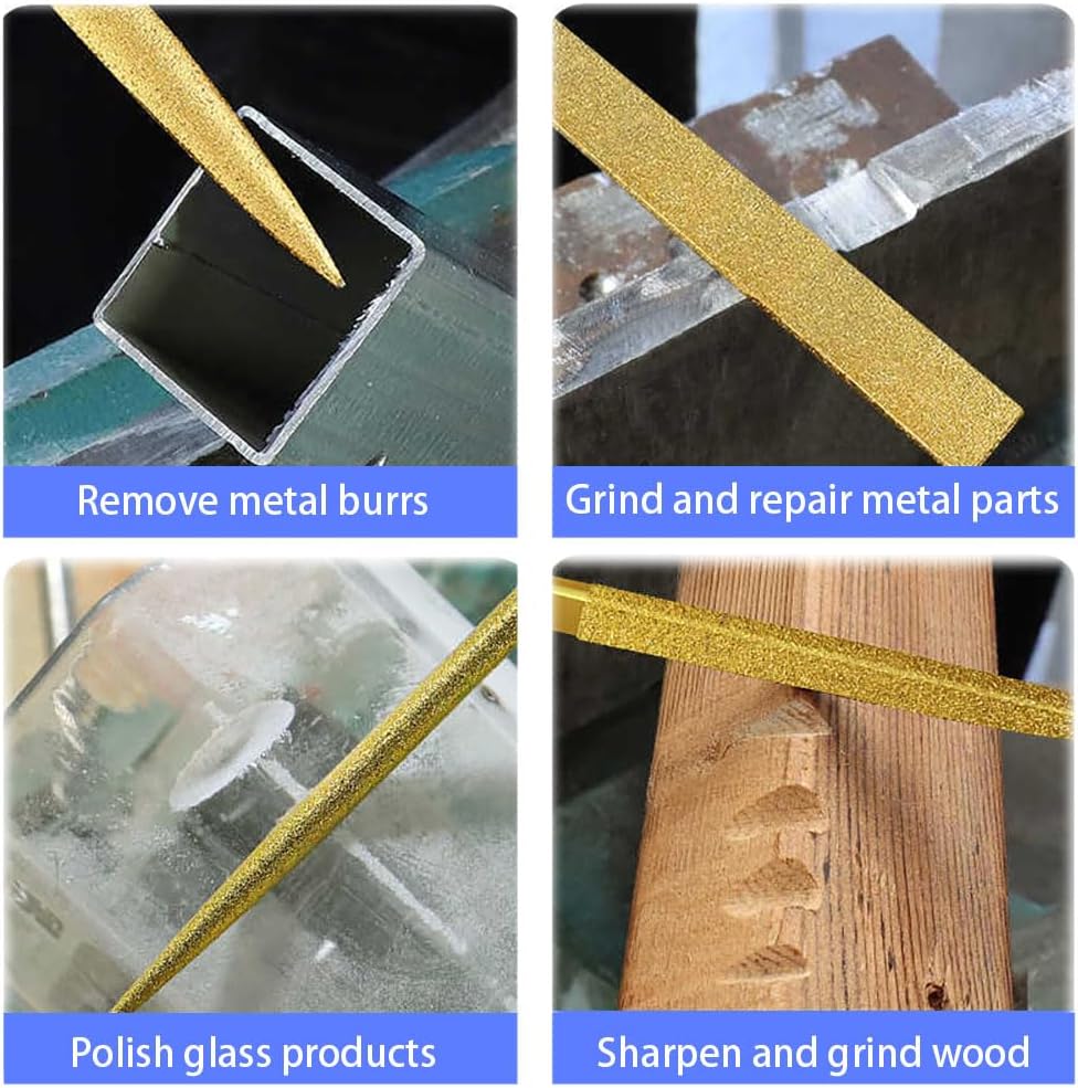 10-in-1 Diamond Needle Files Set, ABS Anti-Slip Grip Handles, High-Carbon Alloy Steel, Precision Filing & Shaping Tools for Metal, Wood, Plastic, with Storage Pouch & 3 Brushes