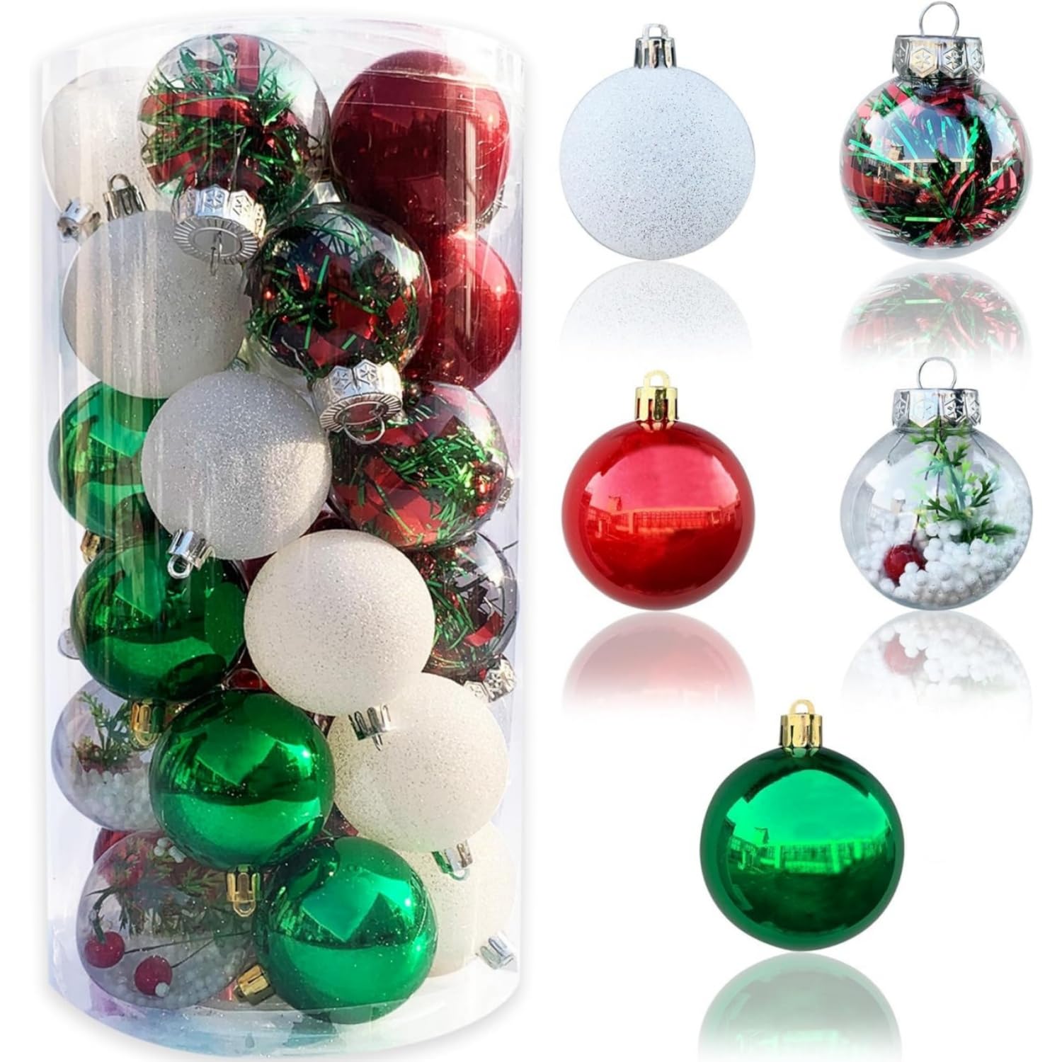 ORCHID M® 30 Pcs Christmas Balls, Christmas Baubles, Christmas Balls Ornaments Set for Christmas Tree, Christmas Decoration, Xmas Decorations, Baubles for Xmas Tree Decor Holiday Party & Wedding