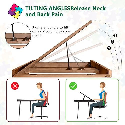 Miniatura 2 de Baseca Tablero de rompecabezas de madera para los amantes de los rompecabezas, mesa de rompecabezas portátil con superficie antideslizante