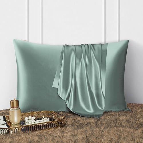 Vista 118 de DISANGNI Funda de almohada de seda de morera 100% natural para cabello y piel con cremallera oculta, 22 momme ambos lados