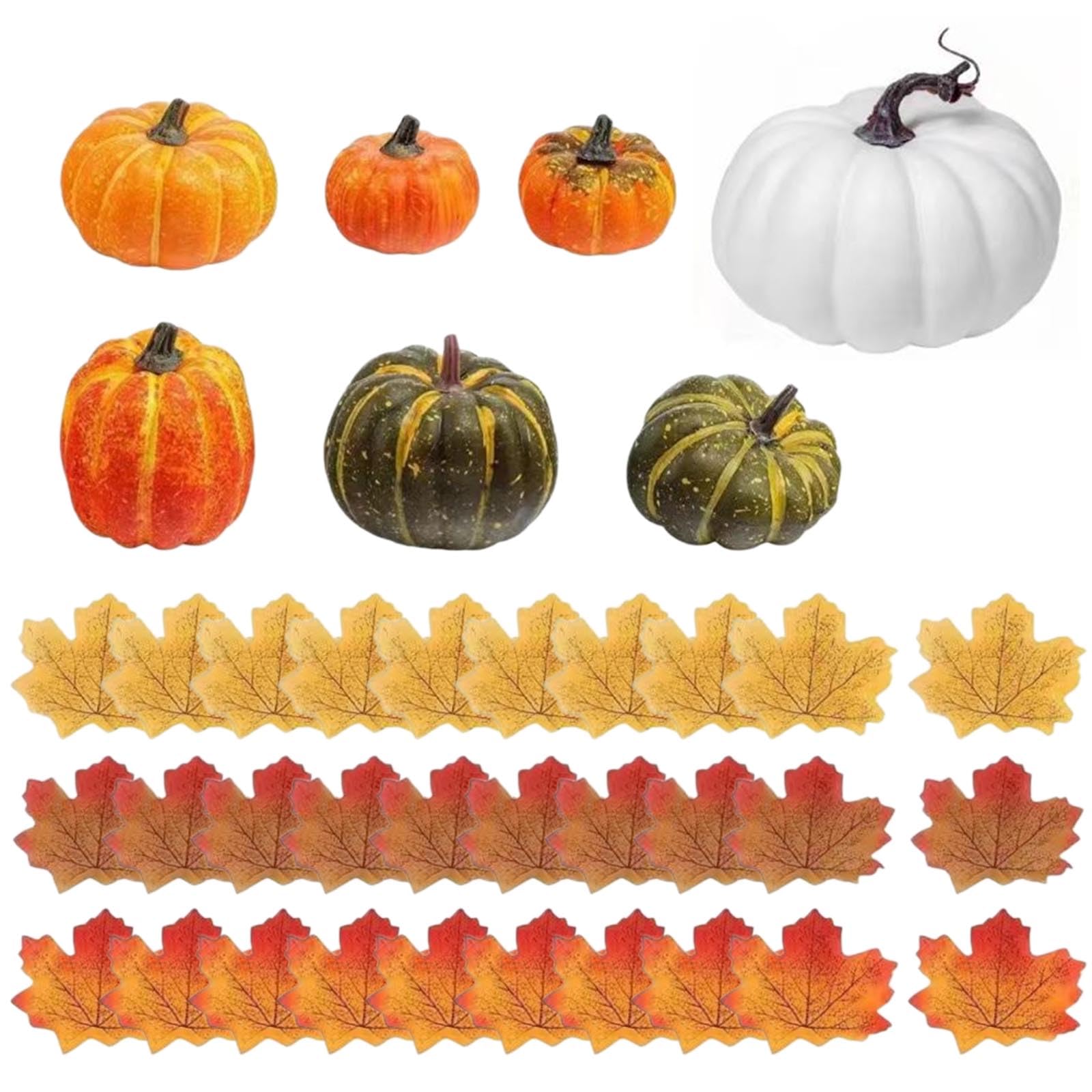 Tsophreniq 7pcs / set Artificial Pumpkin with Ornaments Harvest Pumpkin Model for Thanksgiving Party Toy Home Decoration Artificial Pumpkins Large Pumpkins for Decorating Large Outdoor