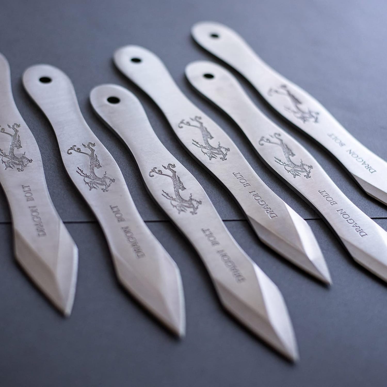 ASR Tactical 9 inch Silver Fantasy Dragon 6pc Throwing Knives Set