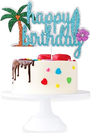 Decoration De Gateau D Anniversaire Hawaienne Pour Enfants Fleurs D Hibiscus Et Palmier A Paillettes Fournitures De Fetes D Ete Decoration De Fete Sur Le Theme Hawaien Luau Amazon Ca Epicerie