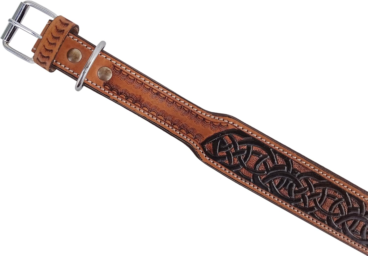 Affilare Leather Dog Collar Western Style Heavy Duty Tooled Padded for Comfort 10AB149-M