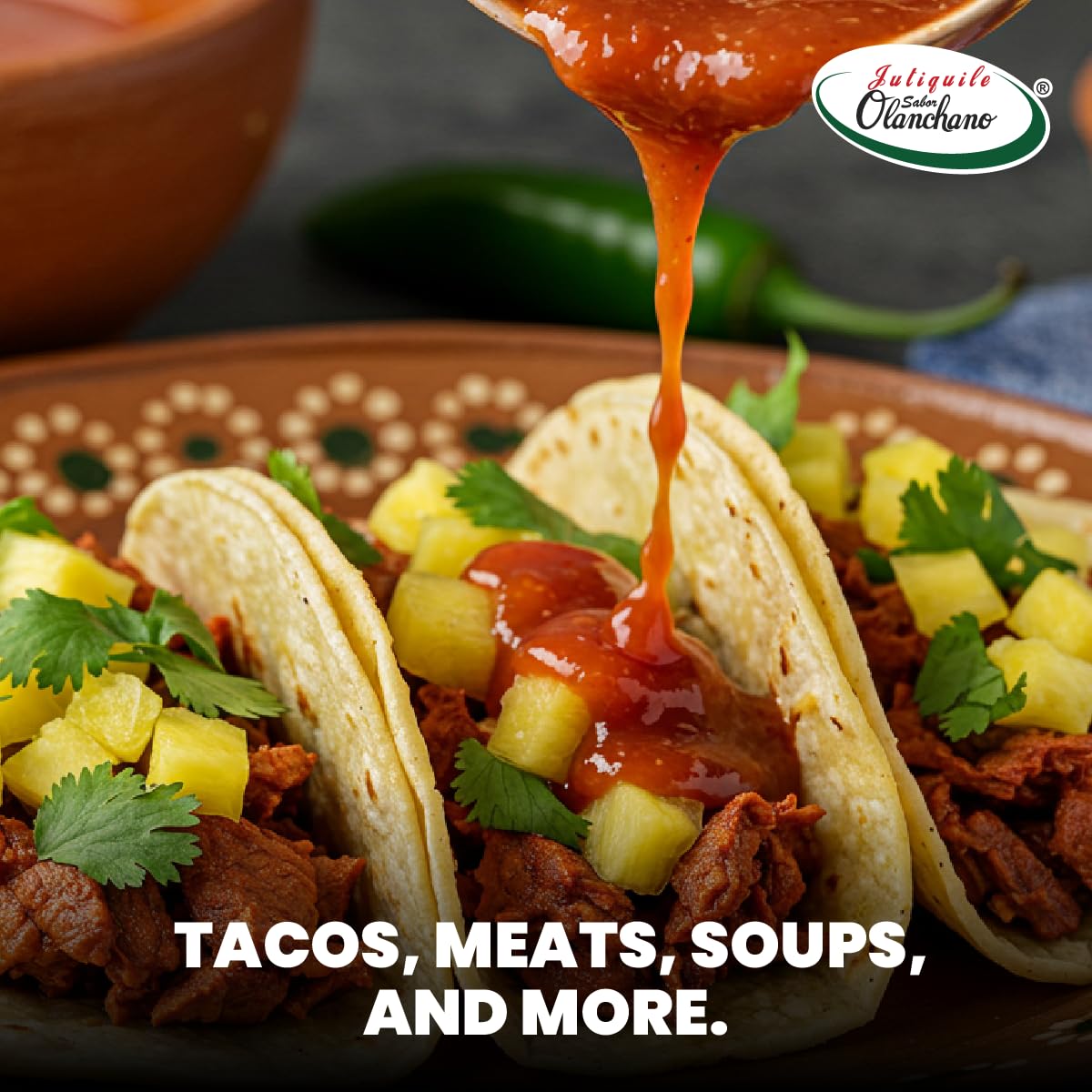 Jutiquile Sabor Olanchano Mild Hot Sauce Aged with Jalapeño from Olancho, Rich Flavor & Vibrant Color, Perfect for Enhancing Your Meals, Pantry Staple Seasoning, 16.5 Fl Oz, 12-Pack