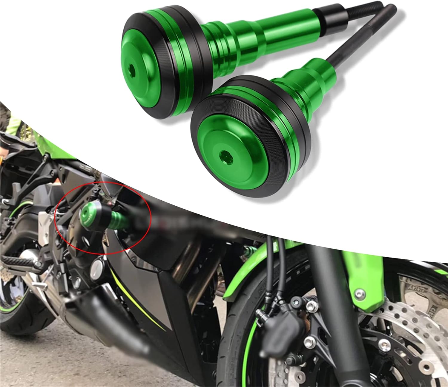 Motorcycle Frame Crash Pads Engine Case Sliders Falling Protector Compatible with Ninja 650 Ninja650 (Green)