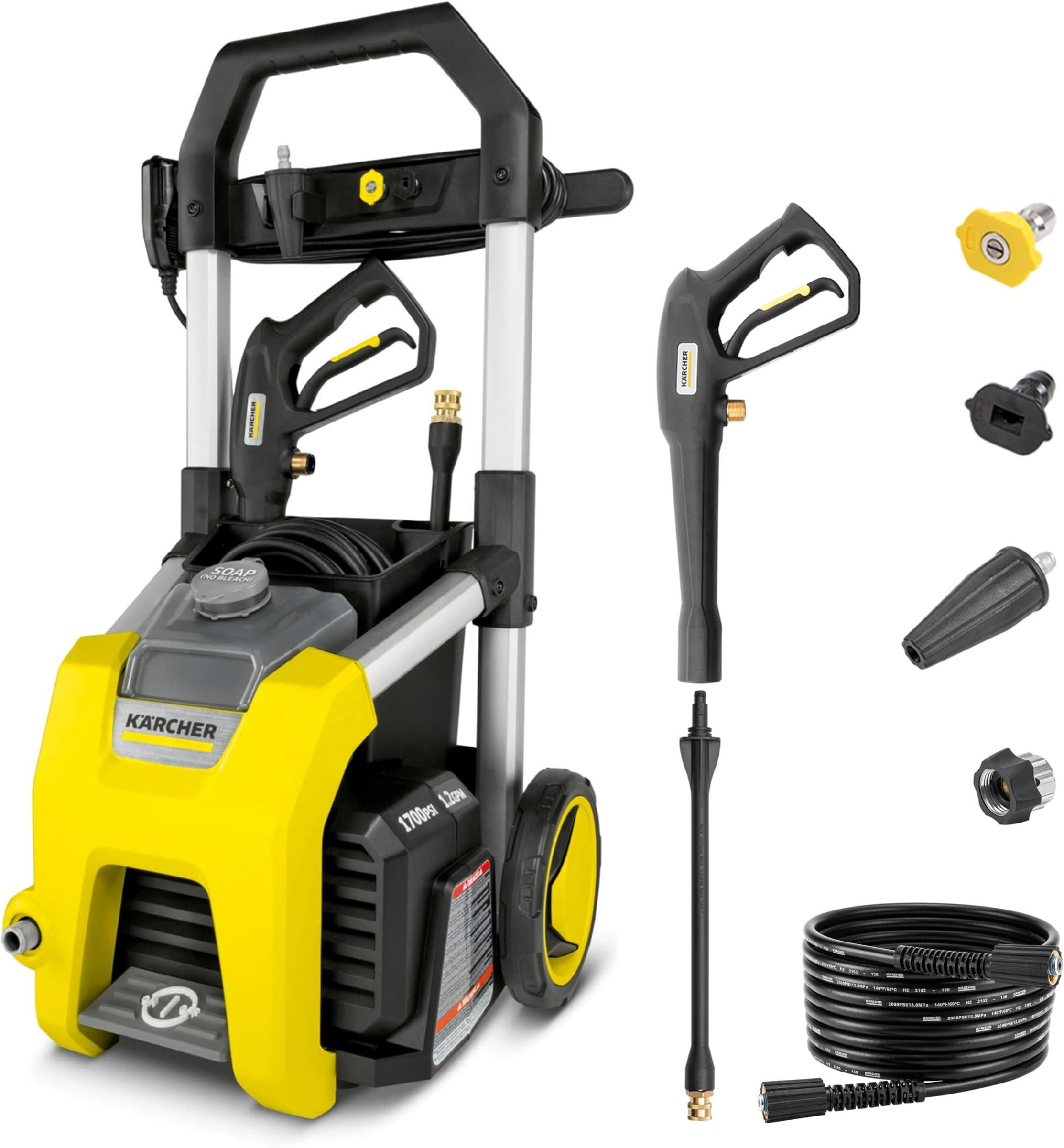Karcher K1700 Electric Power Pressure Washer 1700 PSI TruPressure, 3-Year Warranty, Turbo Nozzle Included