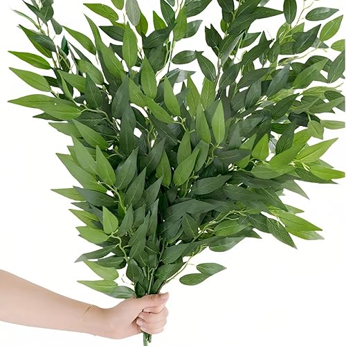 Ling's moment Artificial Plants Italian Ruccus Branches,4Pcs 12" Tall Fake Greenery Filler Decor w/Stems, Realistic Texture Hanging Plant Decor for