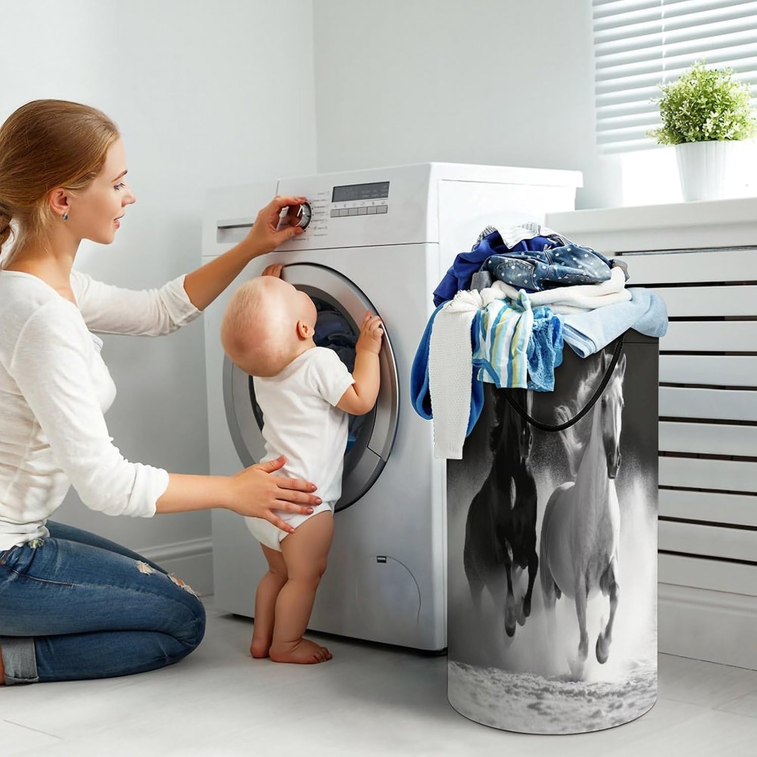 Dirty Clothes Basket Extra Large 110l Open Top Laundry Hamper With Portable Carry Handles, Foldable Waterproof Clothes Basket Spacious Laundry Bag For Bedroom Bathroom Laundry Room Dorm