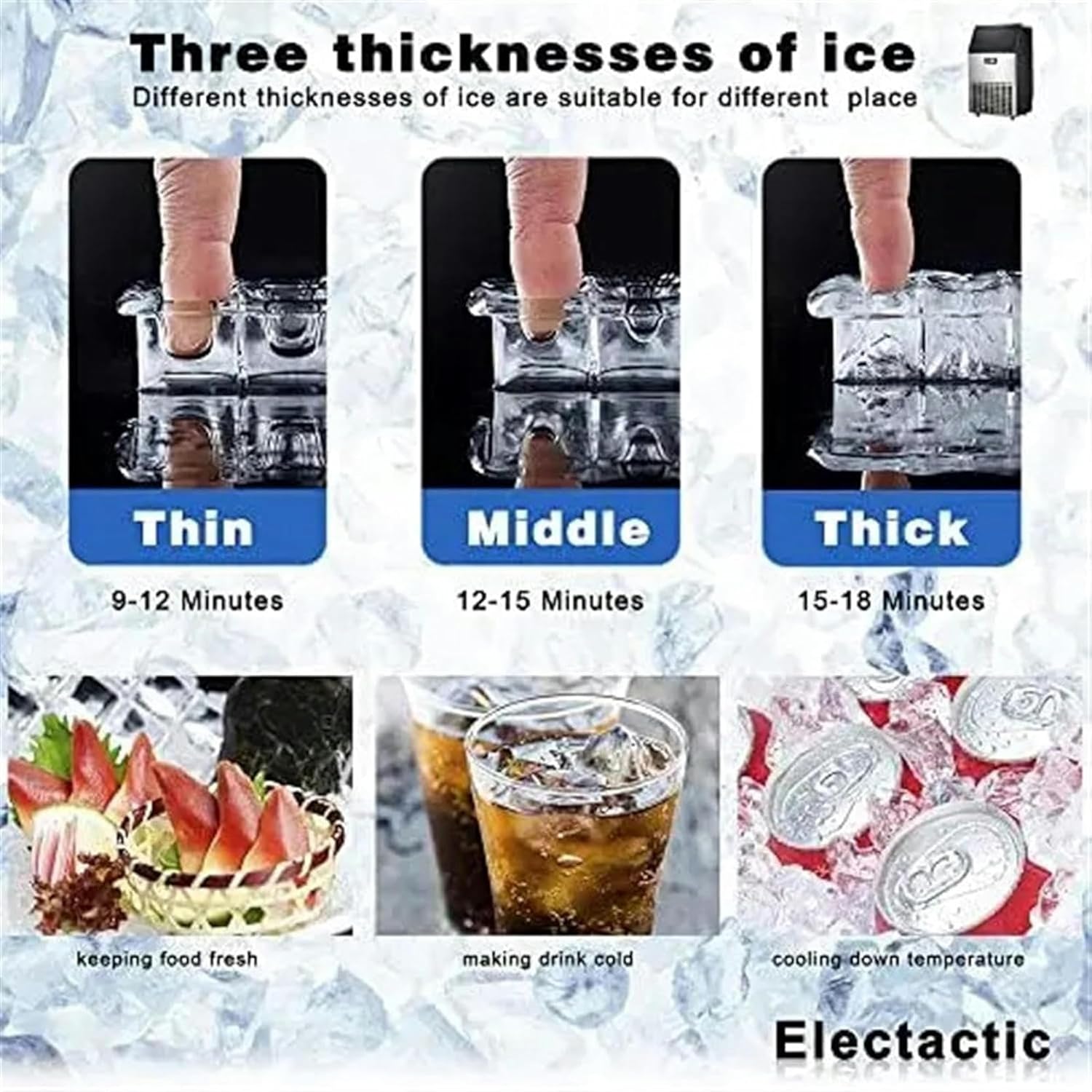 AMNOOL Machine to Make Ice On Countertop Machine for Doing Portable Ice with Countertop, Self -Mitiating, 30 Pounds/5 Minutes/24 Hours, 2 Modes, Machine for Ice with Spoon and Ice Machine