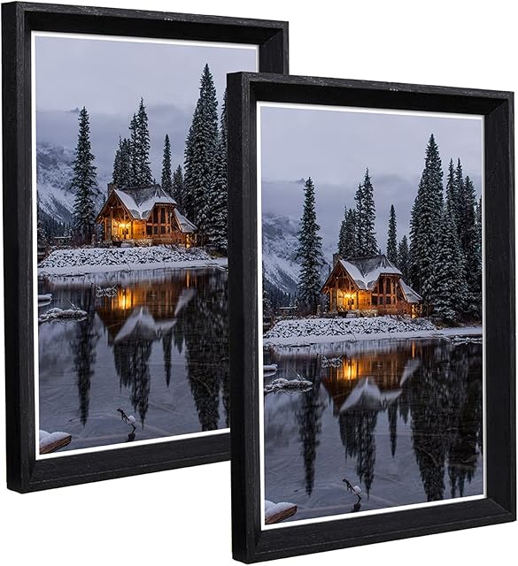 Metrekey A4 Black Photo Frame Set of 2 Certificate Frame Acrylic Glass Picture Frame Wooden for A4 Print, Freestanding and Wall Mountable