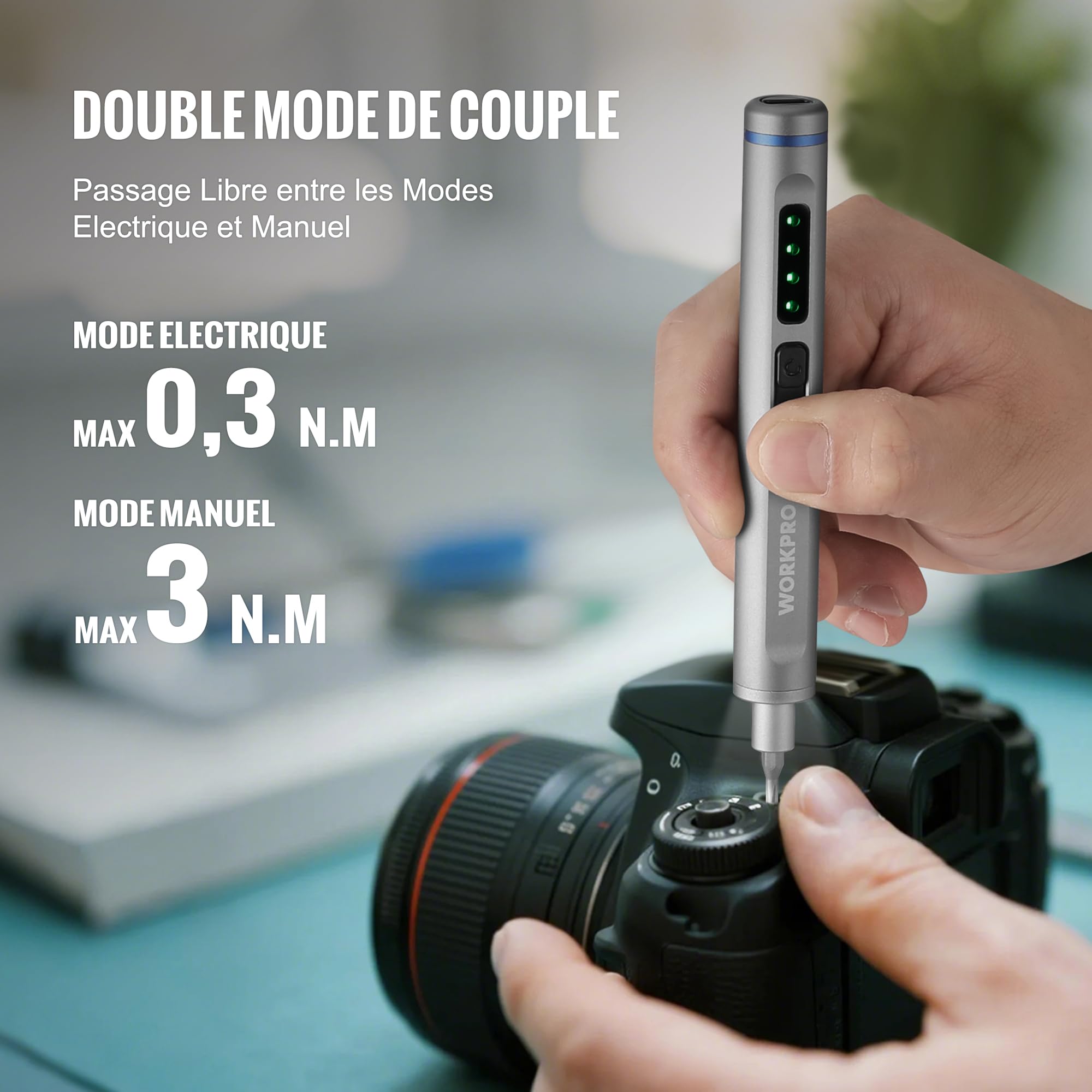WORKPRO Tournevis Électrique de Précision 42 en 1 avec 36 Embouts | Embouts S2, Boîte Magnétique, Recharge USB Type-C, Idéal pour Téléphone, Montre et Appareil Photo