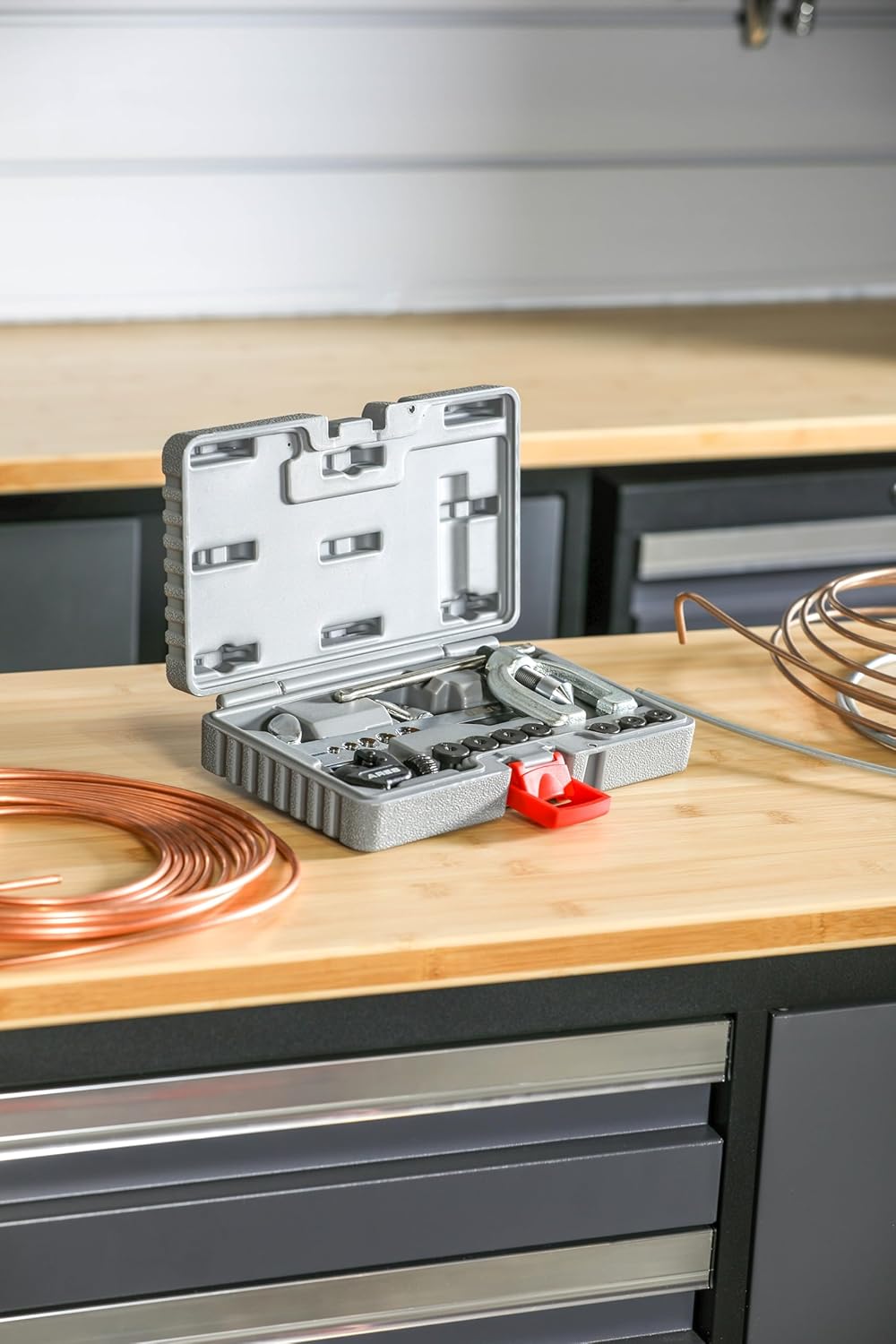 ARES 18019 - Double Flaring Tool Set with Extra Adapters- Use on Copper, Aluminum, Soft Steel Brake Line and Brass Tubing - Includes Mini Tubing Cutter and Storage Case