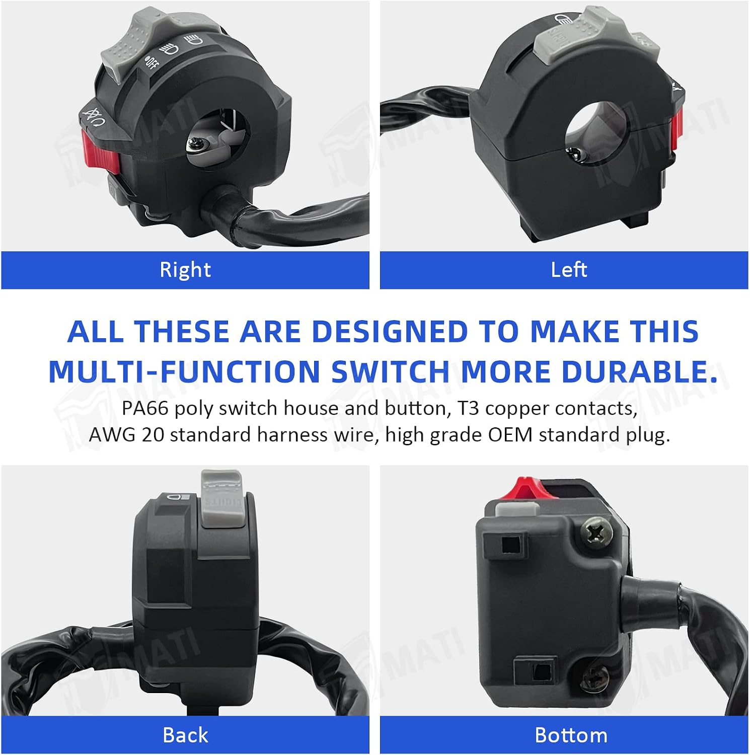 M MATI Left Handlebar Control Engine Start Run Off Headlight Switch for Yamaha ATV Raptor 700 YFM 700 YFZ450R YFZ450X Kodiak 450 700 1S3-83973-11-00