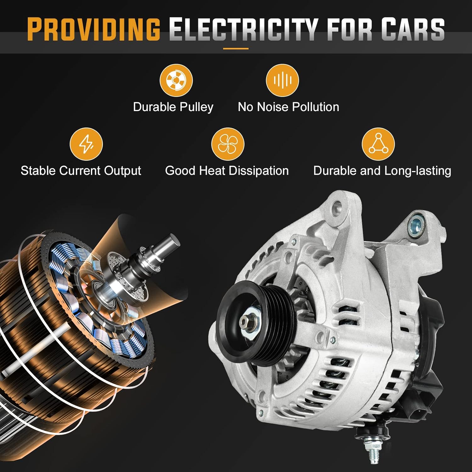 New Alternator 160AMP for Dodge Ram 1500 5.7L 2009-2012, for Ram 2500 5.7L 2010-2018, for Ram 3500 5.7L 2011-2018, V8 HEMI, Replace# 11299 400-52380