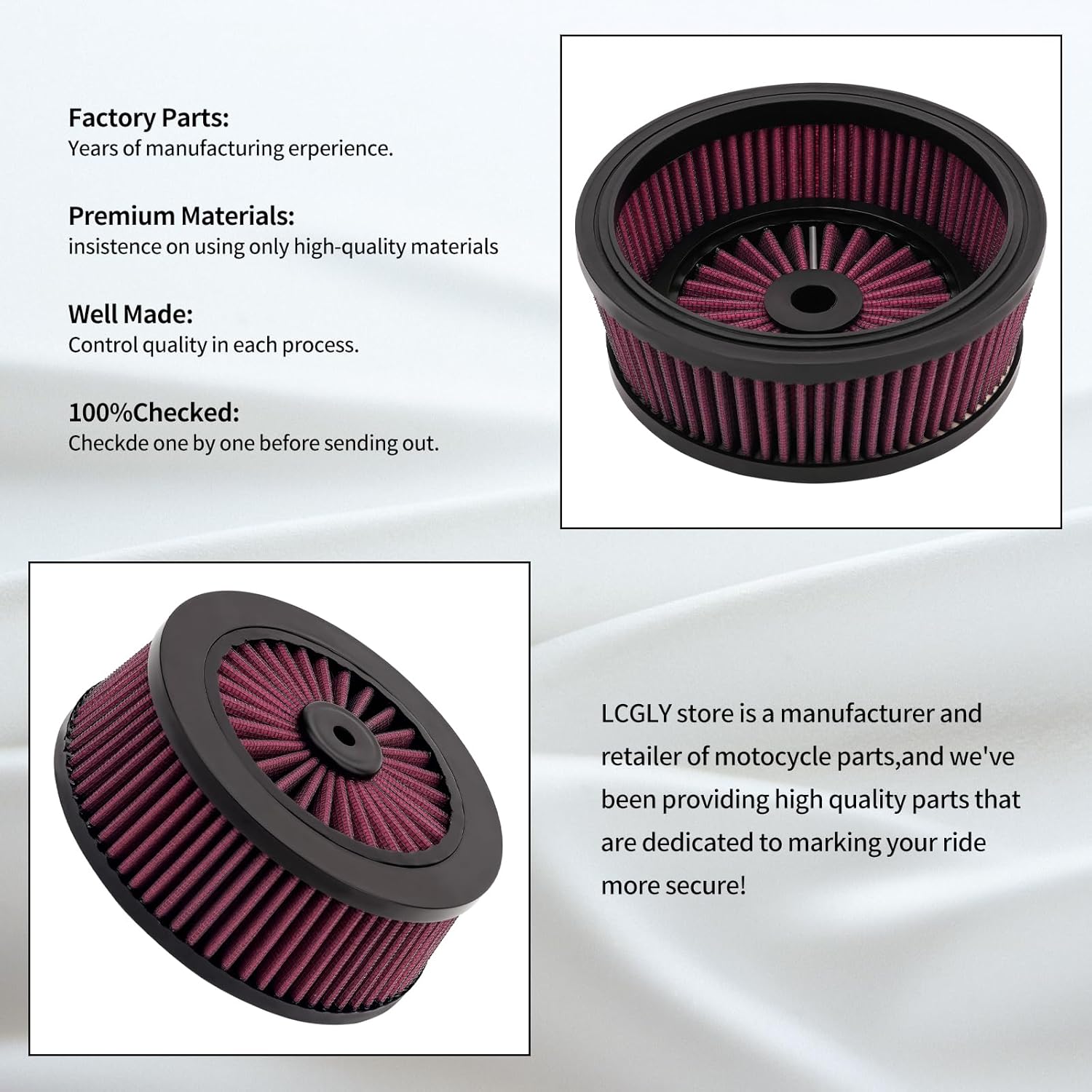 Air Filter Compatible with Harley Dyna/FXR 1993-2017,Softail 1993-2015,Touring 1993-2007,Dyna FXDLS 2016-2017,Softail 2016-2017,Touring 2008-2016,Trike 2008-2016,Sportster 1991-2019