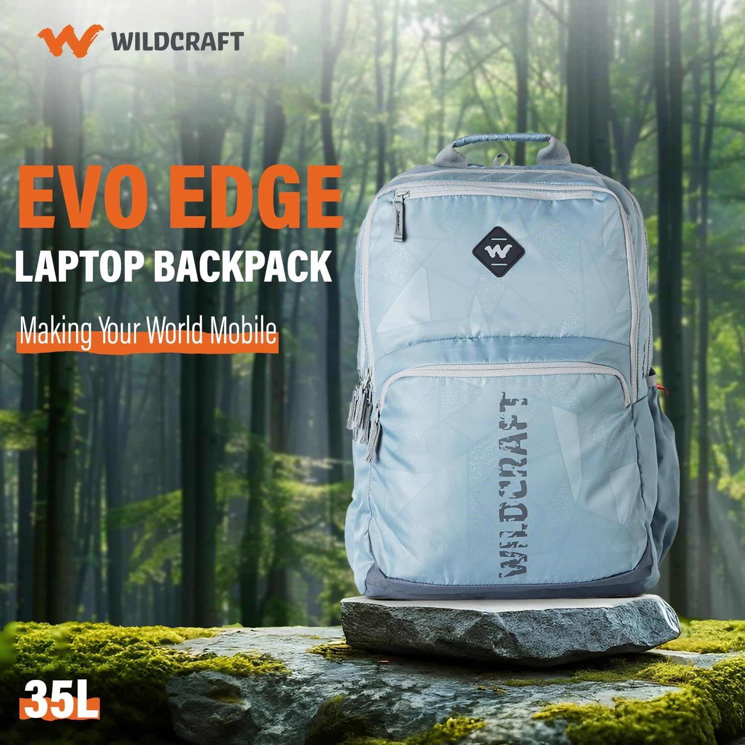 Wildcraft Evo Edge 35 Laptop Backpack for Men & Women - Red_Pompn | Water-Resistant & Lightweight Backpack with Rain Cover | Unisex Backpack for Gym, Office, College & Travel