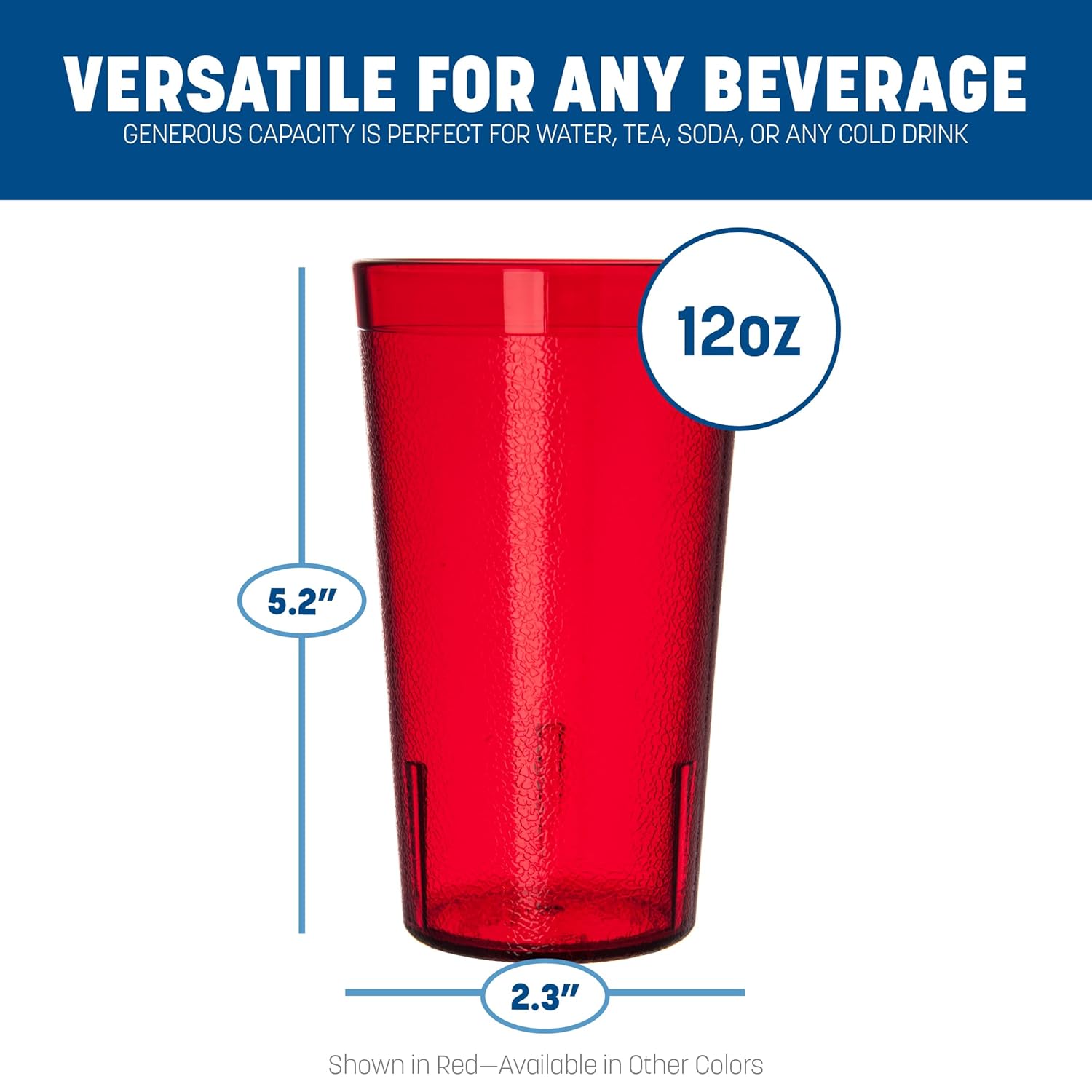 Carlisle FoodService Products Stackable Tumbler Plastic Tumbler with Pebbled Exterior for Restaurants, Catering, Kitchens, Plastic, 13.4 Ounces, Ruby