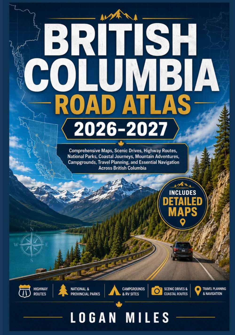 BRITISH COLUMBIA ROAD ATLAS 2026–2027: Comprehensive Maps, Scenic Drives, Highway Routes, National Parks, Coastal Journeys, Mountain Adventures, ... Essential Navigation Across British Columbia