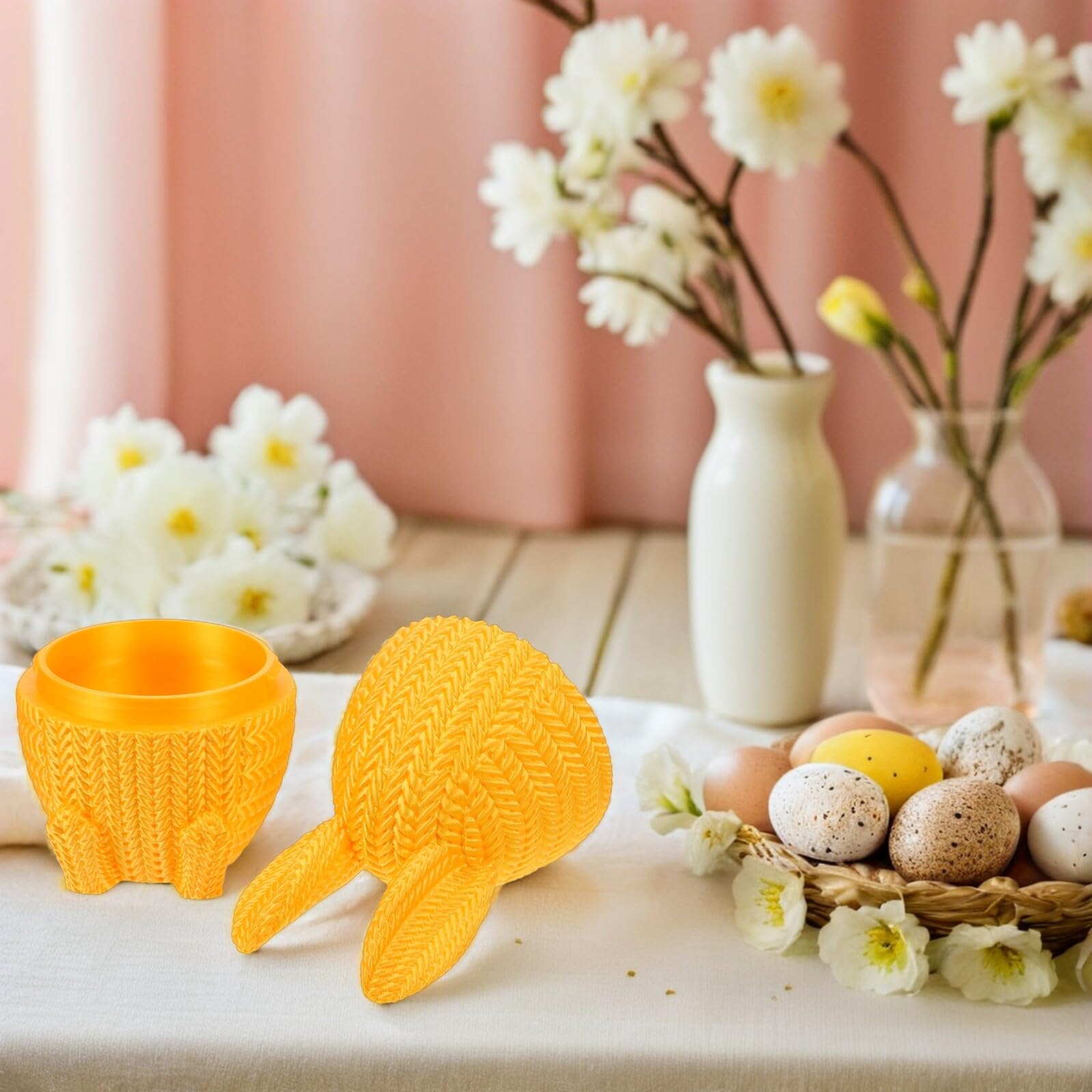 Uova di Pasqua Orecchie da Coniglio Riempibili in Plastica Pla, Scatole Bomboniere per Feste e Premi in Classe, Decorazioni Pasquali Fai da Te per Caccia alle Uova e Confezioni