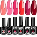 senvenski Pink Rose Gel Nail Polish Kit - UV/LED Soak Off Nail Art Set with Light Pink Peach Red Cherry Rose Colors | Manicure Gift Kit for Women, Professional Salon Home Use(CS6-013)