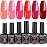 senvenski Pink Rose Gel Nail Polish Kit - UV/LED Soak Off Nail Art Set with Light Pink Peach Red Cherry Rose Colors | Manicure Gift Kit for Women, Professional Salon Home Use(CS6-013)