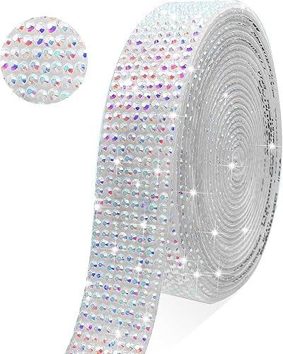 GUGANEL Tiras de cristal de resina blanca con diamantes de imitación AB para manualidades, boda, fiesta de Navidad de Halloween (8 filas de 3