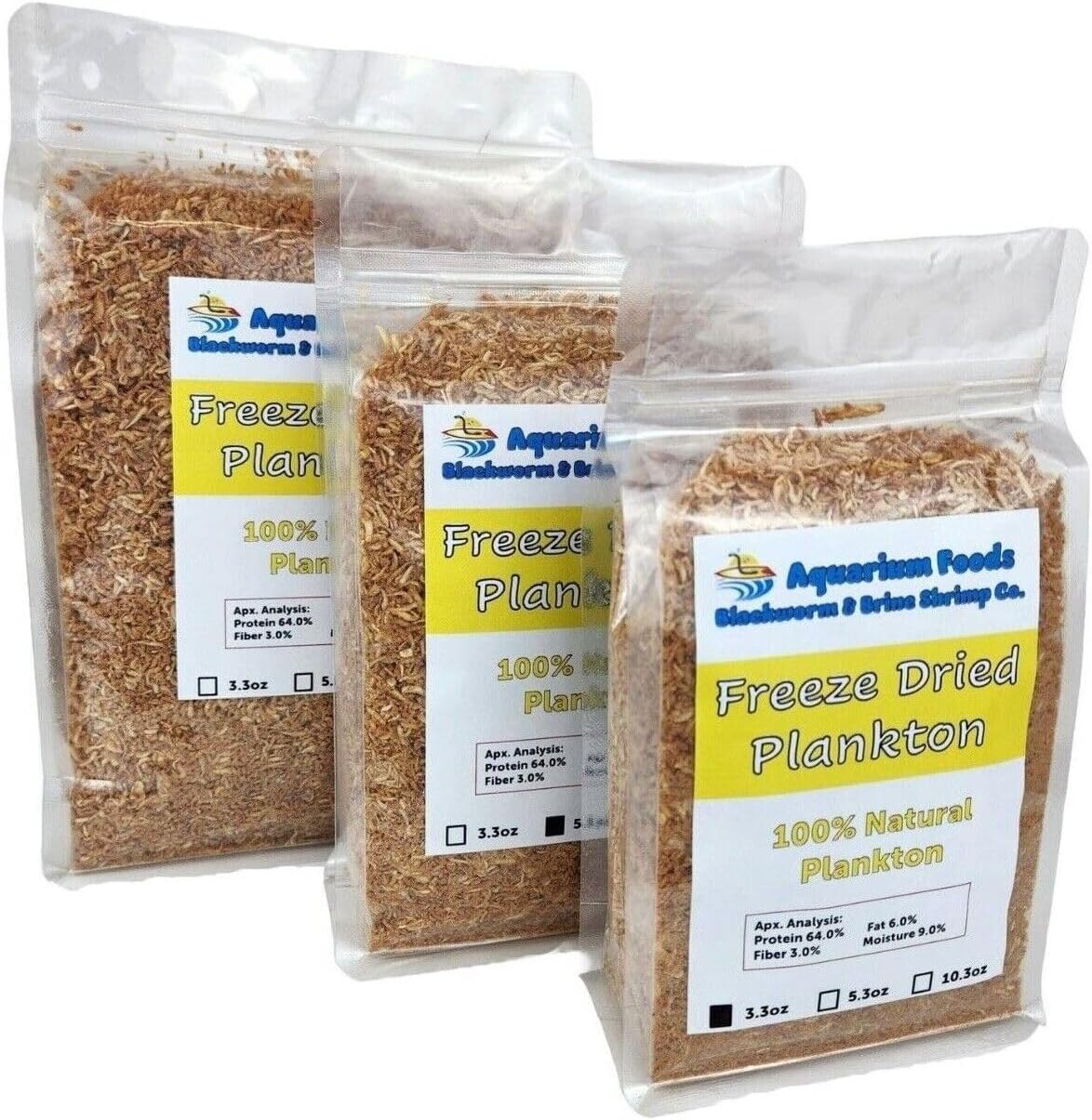 Aquatic Foods Inc. Plankton, Freeze Dried Pacific Plankton for All Marine Fish, Corals, Anemones, All Tropical Fish, Cichlids, Discus, Tetras, Goldfish, Koi & Pond Fish…10.3oz Clear Bag